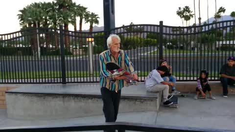 Old Man Pulls Off Incredibly Bold Trick With His Skateboard
