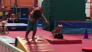 Collab copyright protection - little girl face plant mat gymnasium