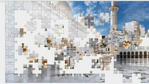 Sheikh Zayed Mosque in Abu Dhabi. Puzzle.