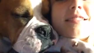 Heartwarming moments: Rescue puppy loves to cuddle!