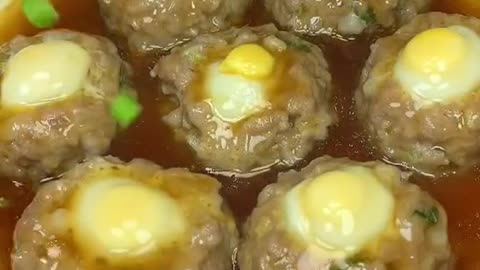 This meatball steamed egg is served in seconds