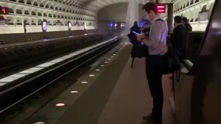 Waterfall pours into Metro Station due to heavy floods