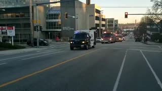 Police and firefighter parade thanks these health care heroes