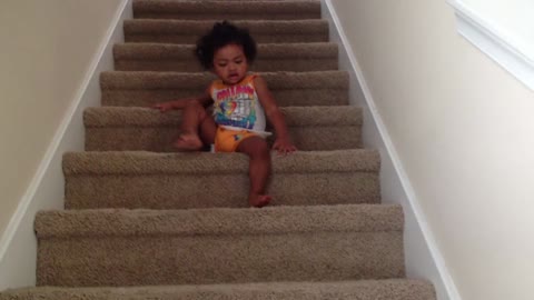 Blasian Babies Sister Climbs Down Stairs!