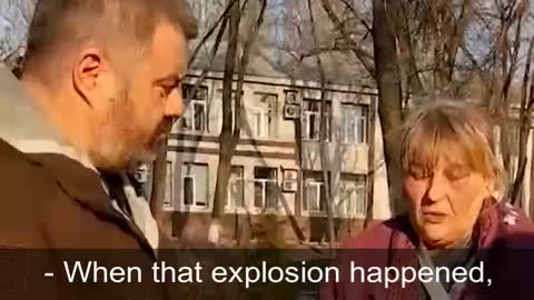 Ukraine. Faces OF War. Nikolskoye. Woman wounded in the church and monastery shelling.