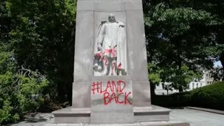 Vandalizan una estatua de Cristóbal Colon en Boston