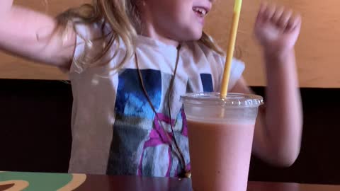 Livy crazy with a smoothie