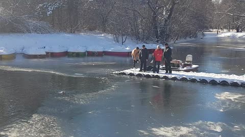 Brave Man Rescues Dog From Frozen Pond