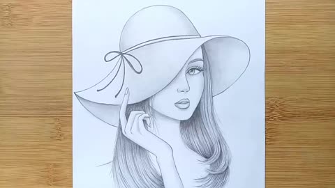 How to draw a girl wearing hat - step by step || Pencil sketch || bir kız nasıl çizilir