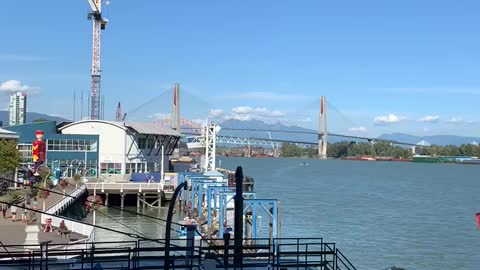 Small boat on the Fraser river Vancouver Canada