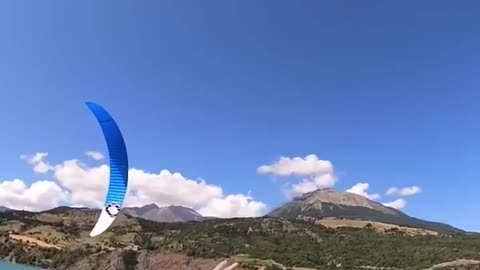 Kitesurfer Loses His Kite And Falls Into Water While Kitesurfing