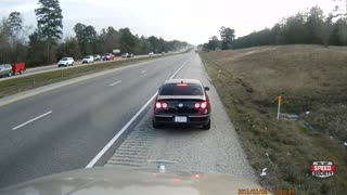 Car Unsuccessfully Tries To Overtake An 18-Wheeler Semi Truck