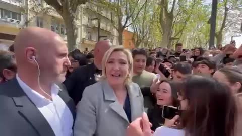 Crowds in France greeting Marine Le Pen in this election, the Populist Conservative