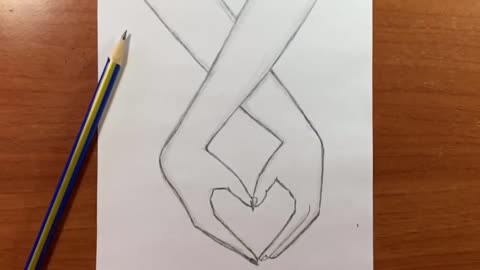رسم سهل | تعلم رسم ايادي على شكل قلب بقلم رصاص