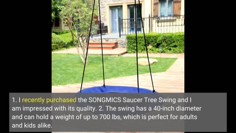See Full Review: SONGMICS Saucer Tree Swing, 40 Inch, 700 lb Load, Includes Hanging Kit, Blue a...