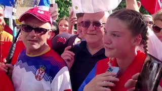 Djokovic supporters celebrate his court win in Australia