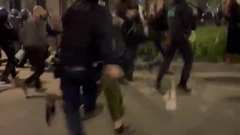 French police charge those protesting the stolen Election by Macron Globalists