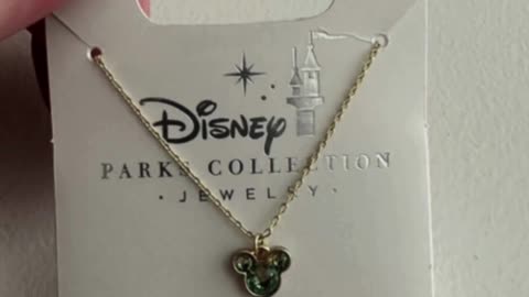 Disney Parks Mickey Mouse August Faux Peridot Birthstone Gold Color Necklace #shorts