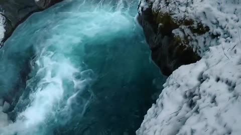 Hidden icy river in the Chugach Mountains of Alaska