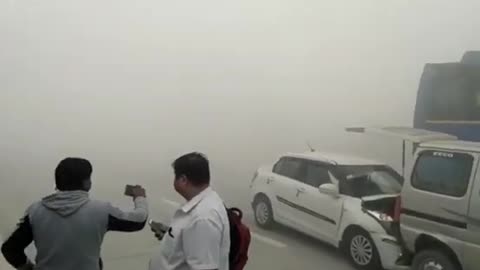 Insane Foggy Road Pile Up In India!