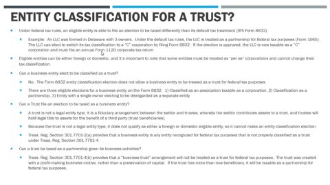 Can a Trust File an Entity Classification Election Form 8832