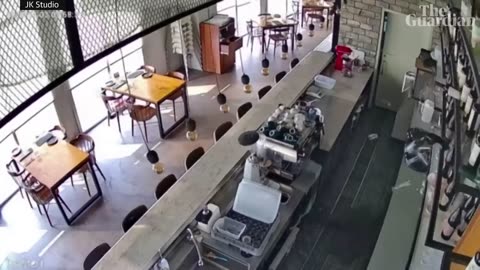 Moment huge earthquake strikes captured on cameras across Taiwan