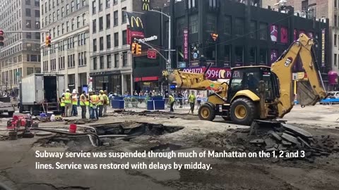 Nearly 2 million gallons of water flood New York's Times Square after pipe breaks