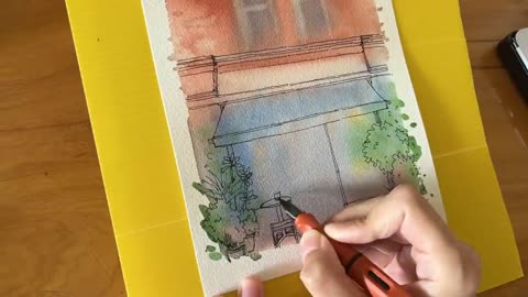 Second-hand watercolor paints | Filling watercolor pans | Loose sketch with Watercolor & Ink