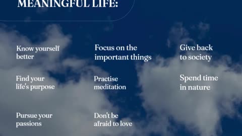 Ways to Live a Meaningful Life