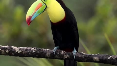 Keep-billed toucans on a rainy day in Costa Rica