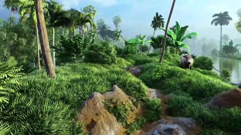 Jungle walk in realistic animation