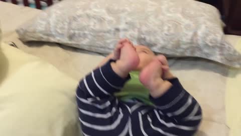 Funny baby laughing with farts