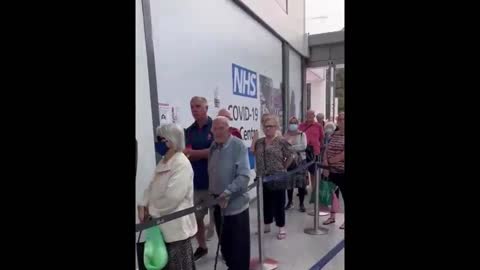 ABSOLUTE MORONS! The elderly line up for their booster shot at a local vaccination clinic