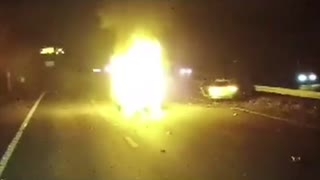 Truck Driver Rescues Woman From Burning Car