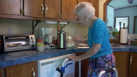 100-year-old Eva wakes up between 3-4 and heads for her sewing machine