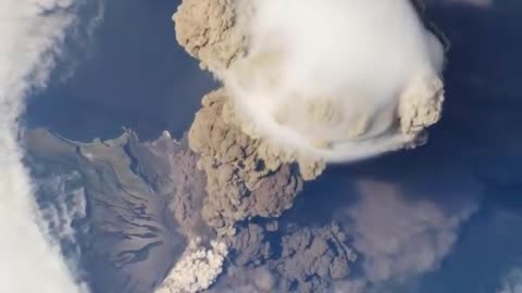 Watch the incredible footage of volcano erruption from international space station