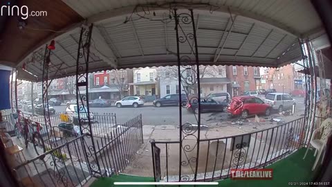 Guy crashes into parked cars and runs. Trenton, Nj.