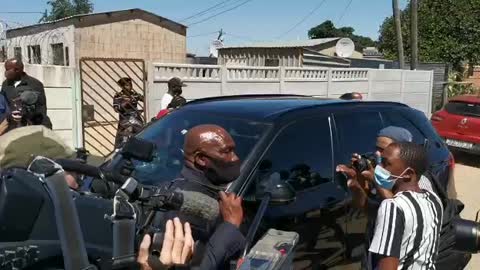 Bheki Cele greeting residents of Bloekombos