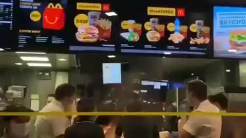 Moscow McDonald's Employees sing "Our love has run out of batteries"