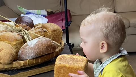 The hungry funny toddler