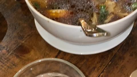 Pork crackling, sotanghon soup at mamalor restaurant