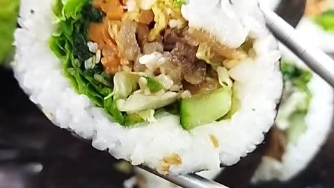 Beautiful kimbab, rice roll and seaweed, yummy roll