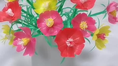 Make a basin of rhododendrons with straws