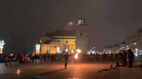 Fireshow in Warsaw -- with gangnam style