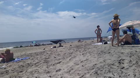 NYPD Helicopter Fly Over in Fort Tilden Rockaway Beach