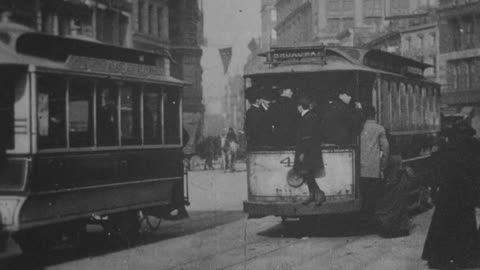 Broadway & Union Square, New York (1903 Original Black & White Film)