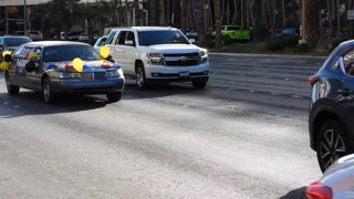 Motorcade for Joe Biden on the Las Vegas Strip on January 16, 2021.