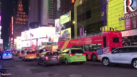 Times Square’s traffic at night