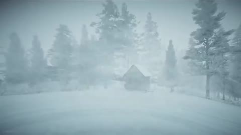 Small cabin in a winter storm