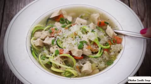 Delicious chicken zoodle soup